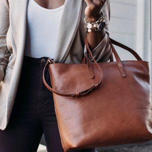 Madewell The Zip-Top Transport Carryall Tote English Saddle